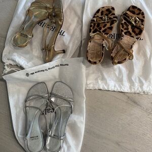 Stuart Weitzman Gold, Silver, and Leopard Sandals